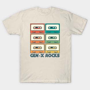 Gen X Rocks | Generation X Retro Rainbow Mix Tapes T-Shirt